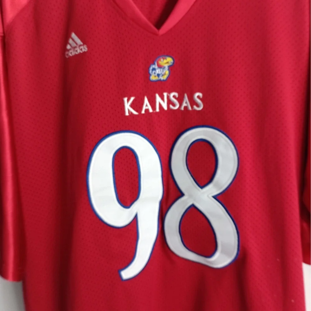 Adidas Kansas Jayhawks Cobee Bryant 98 Football Jersey Large Red KU NCAA